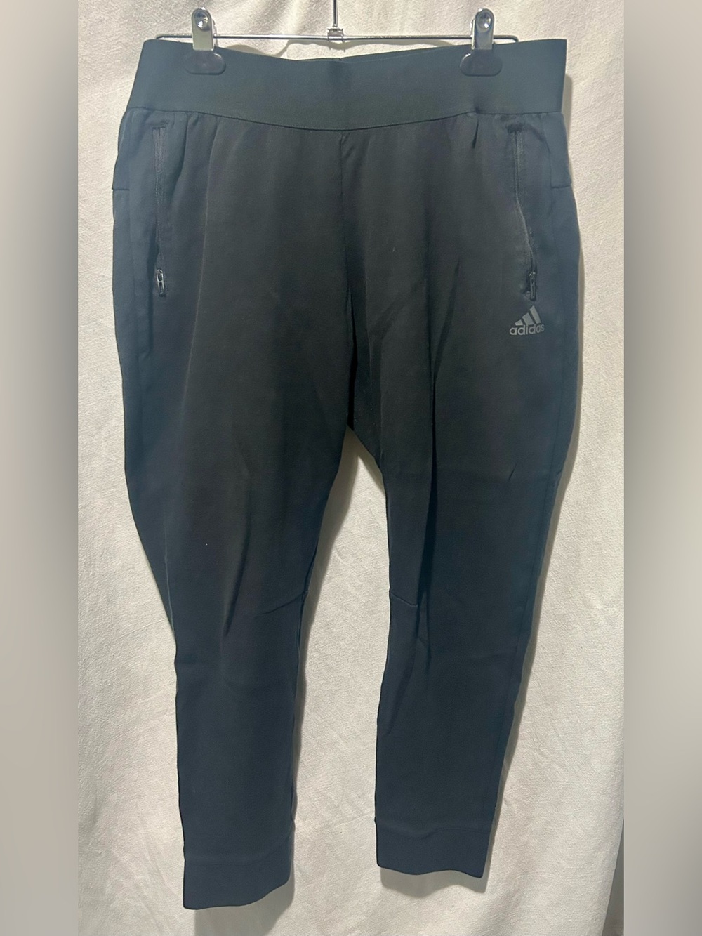 adidas Black Performance Track Pants with Zip Pockets Womens L